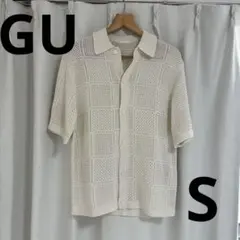 【GUメンズ】ウォッシャブルメッシュニットシャツ(5分袖)S