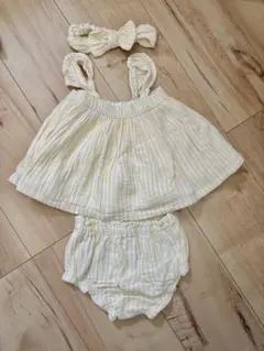 babyGAP ベビーギャップ セットアップ 80 黄色 ボーダー 3点セット