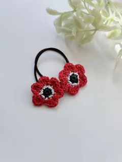 633☆ハンドメイドヘアゴム 子供キッズ　入園入学　アネモネ