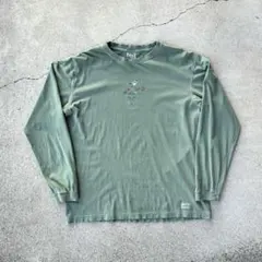 Life is good ボロ グランジ ロンT フェード L くすみグリーン