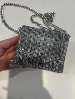 シルバー ビジュークラッチバッグ