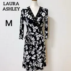 ビジュー　ローラアシュレイ カシュクール　　ワンピース　花柄 リボン　Ｍ　モード