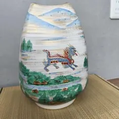 金箔装飾の陶器花瓶　三代目斎藤雲楽　京清水焼伝統工芸士