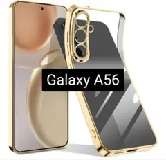 Galaxy A56 スマホケース クリア ゴールド カバー クリアケース