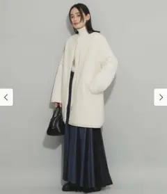 Beams ホワイト キルティングコート リバーシブル