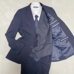 AOKI　LES MUES スーツ　スリーピース　ネイビー　ピンチェック　M