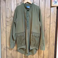 YARDAGE オリーブ ノーカラー ミリタリー 長袖シャツ カーキのサムネイル