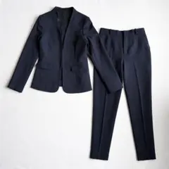 スーツセレクト パンツスーツ レディース セットアップノーカラーネイビーMサイズ
