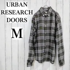 【美品】アーバンリサーチドアーズ 長袖シャツ チェック M 38サイズ グリーン