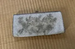 クラッチバッグ 和装 ヴィンテージ ビーズ刺繍 シルバー 花模様