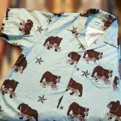 美品 Schott ブルドッグ柄 半袖シャツ ピンク Lサイズ アロハシャツ