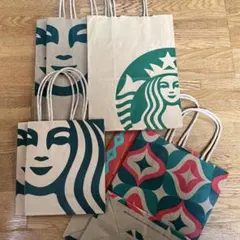 Starbucks ショッピングバッグ7枚セット スタバ クラフト紙ショッパー