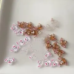 《No21》シュガーバニーズ しろうさ くろうさ ネイルパーツ 30個セット