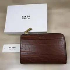 タケオキクチ 定価2万7500円 L字ファスナー セミ長財布 牛革 二つ折り財布