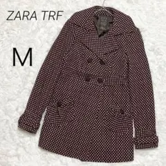 ザラトラファ ZARA チェスターコート ダブルボタン ドット柄 ウール混 M