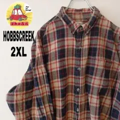 USA古着 HOBBSCREEK ネルシャツ　2XL レッド　ブラウン　ブラック