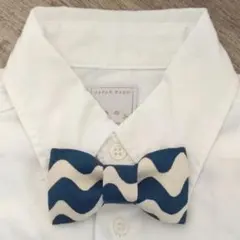 【№2693】蝶ネクタイ キッズ ネイビー×アイボリー