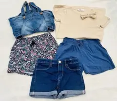 H&Mデニムオーバーオールとショートパンツセット130 cm
