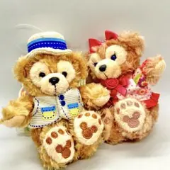 【美品・未使用】ディズニー・ダッフィー&シェリーメイ・2014・ぬいぐるみバッジ