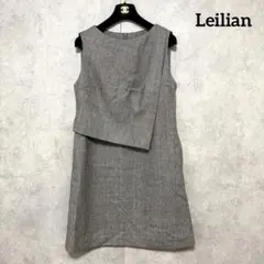 Leilian レリアン ノースリーブ ワンピース 9号 千鳥格子
