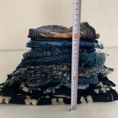 【時代布】古布 まとめ 約1㎏ 藍染 木綿 生地 アンティーク はぎれ ボロ