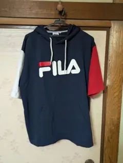FILA 半袖パーカー ネイビー クレイジーパターン L