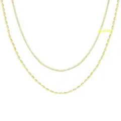 ネックレス 二連 ボールチェーン サージカルステンレス 新品 ゴールド オシャレ