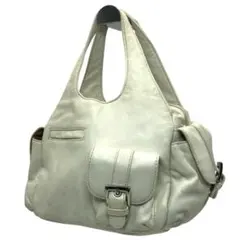 HAMANO ハマノ 傳濱野 ハンドバッグ レザー ホワイト系 多収納 手提げ