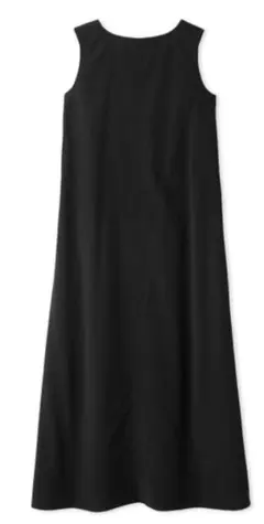 バンドゥ付後ろUネックデニムワンピース