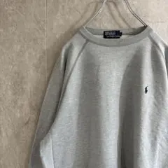 90s ラルフローレン ラグランスウェット グレー L 胸ポニー刺繍