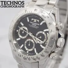 良品 TECHNOS テクノス クロノグラフ 黒文字盤 メンズ 新品電池のサムネイル