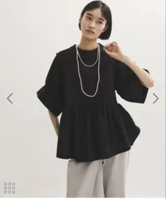 UNITED ARROWS ペプラム ショートスリーブ ニット Fサイズ グレー