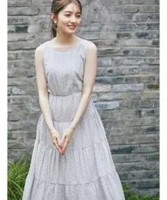 新品未開封＊トッコ　フラワーカットワーク刺繍レースティアードコットンワンピース