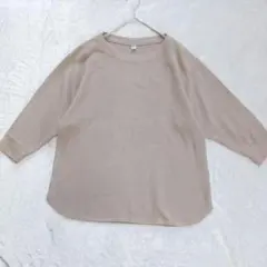 ユニクロ ワッフル素材 七分袖 Tシャツ L きなり シンプル ベーシック