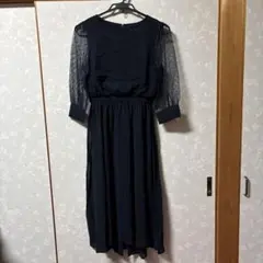 LACE LADIES ネイビー ロングワンピース 長袖