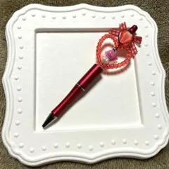 【ハンドメイド】カスタムボールペン いちごあめ ハート インク黒