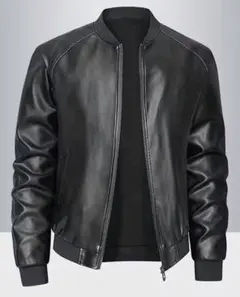 本革シープスキン ブラックボンバージャケット