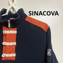 SINACOVA シナコバ　ニット　セーター　ハーフジップ　オレンジ　ネイビー