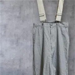 ストライプ　ヒッコリー　パンツ　サスペンダー付き