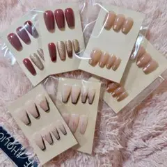 ネイルチップ6セット - レッド・ゴールド・ピンク