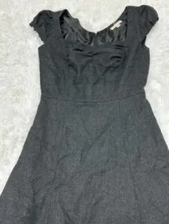 クーカイ 38 M ウール ワンピース グレー ドレープ エレガント 美品