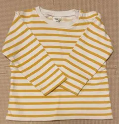 赤ちゃん本舗 白と黄色のボーダー長袖トレーナー