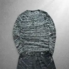 00s archive melange henley knit tee gray