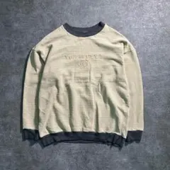 6AS2 刺繍デザイン　イカリ　総柄スウェット　トレーナー古着used