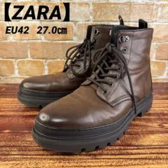【ZARA 】レザーブーツ ブラウン 27cm 厚底のサムネイル
