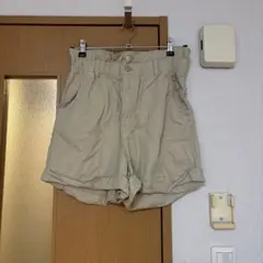 ベージュ コットン混紡 ショートパンツ