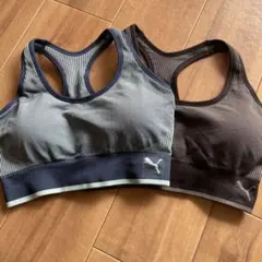 PUMA スポーツブラ L/G グレー/ブラウン　2枚セット