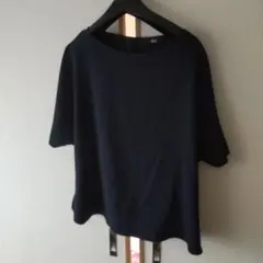 UNIQLO ネイビー ドレープ半袖シャツ
