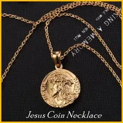 イエス キリスト コイン ネックレス ペンダント ゴールド アンティーク