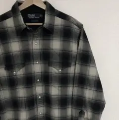 Ralph Lauren RRL ジョニーデップ着長袖ウエスタンシャツ S 名作/ジョニーデップ着】RRL “Ombre Western Shirt” S シャドウ